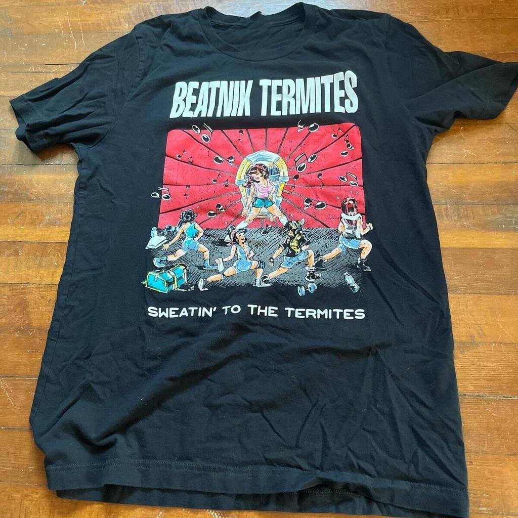 Vtg Beatnik Termiten 100% Baumwolle Schwarz Alle Größen T-Shirt Unisex BL1048