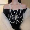 Golden Multilayer Body Chain Y2K Beadeds Body Chain Fashion Pearl Waist Chain  Character Playing