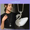 Fashionable Long Swan Pendant Necklace With Stunning Cat's Eye And Crystal Design