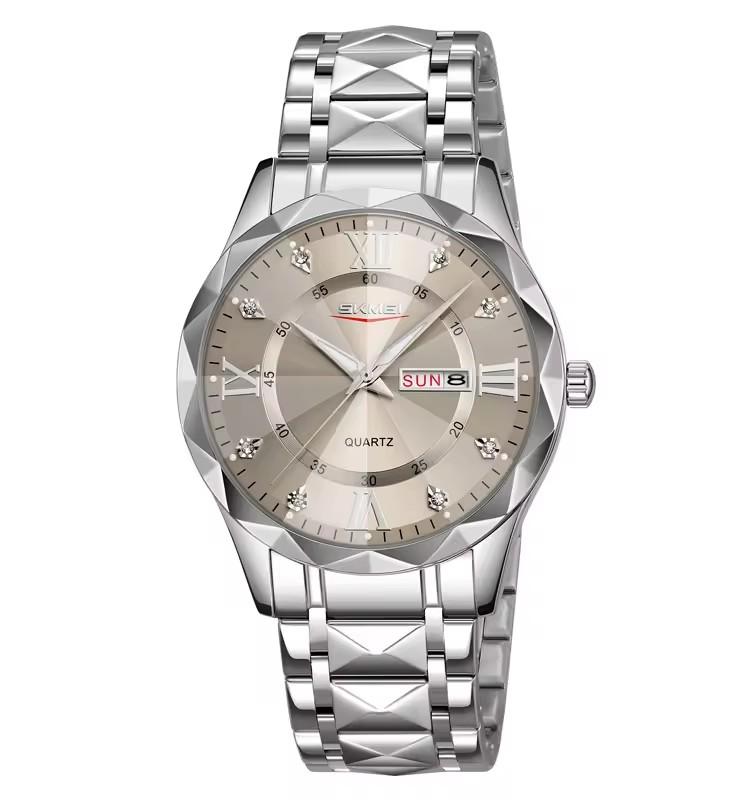 SKMEI 9369 Hochwertige Beliebte Luxus-Uhr Edelstahl-Anhänger Analog Wasserdicht Business Klassisch Quarz Paar-Armbanduhr
