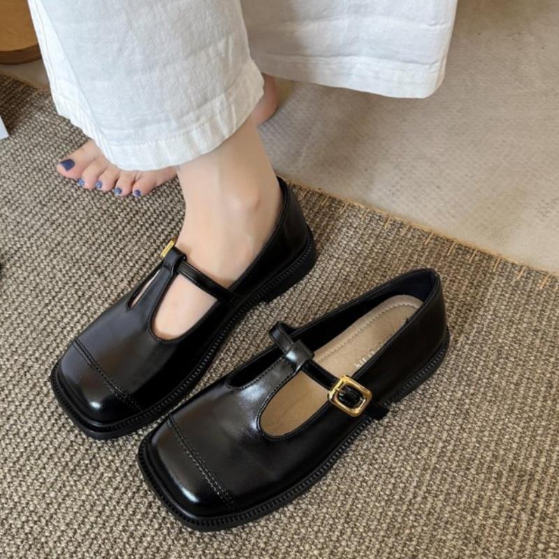 Fashion 2025 New Spring Autumn Leather Women Shoes Mary Jane Retro Solid Color Loafers Low Heels Casual Comfortable Soft Ladies Shoes