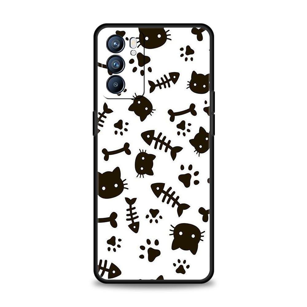 Abstract Creative Cat Line Phone Case For Oppo A17 A31 A54 A57 A78 A79 A98 Find X5 X6 Reno 10 11 12 13 F Pro 5G Soft TPU Cover