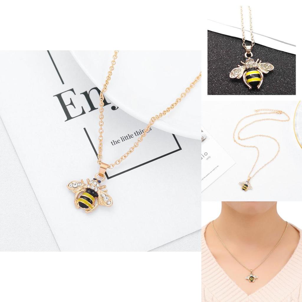 Stunning European And American Style Bee Necklace With Brilliant Rhinestones And Adjustable Chain Length