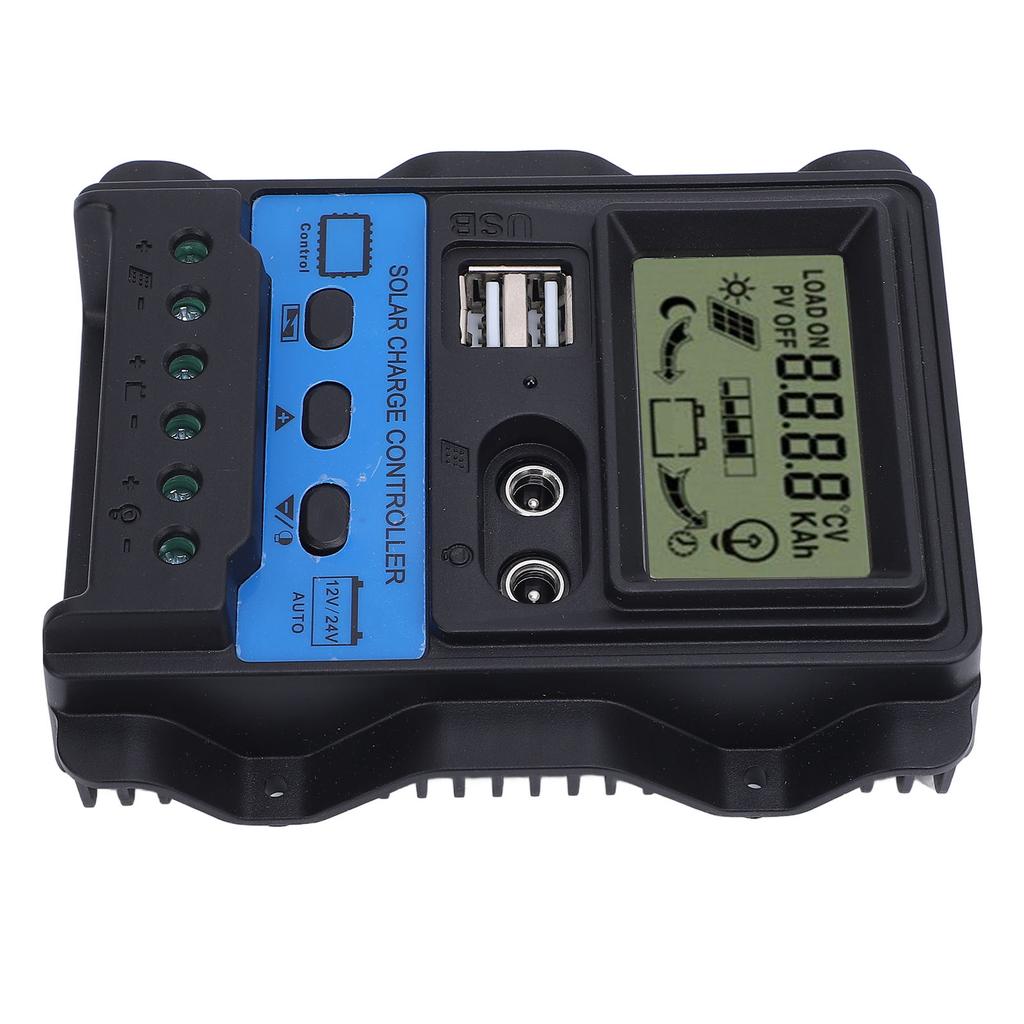 12V 24V PWM Solar Charge Controller LCD Display Double USB Output Stable Performance Solar Controller for Phone Tablet