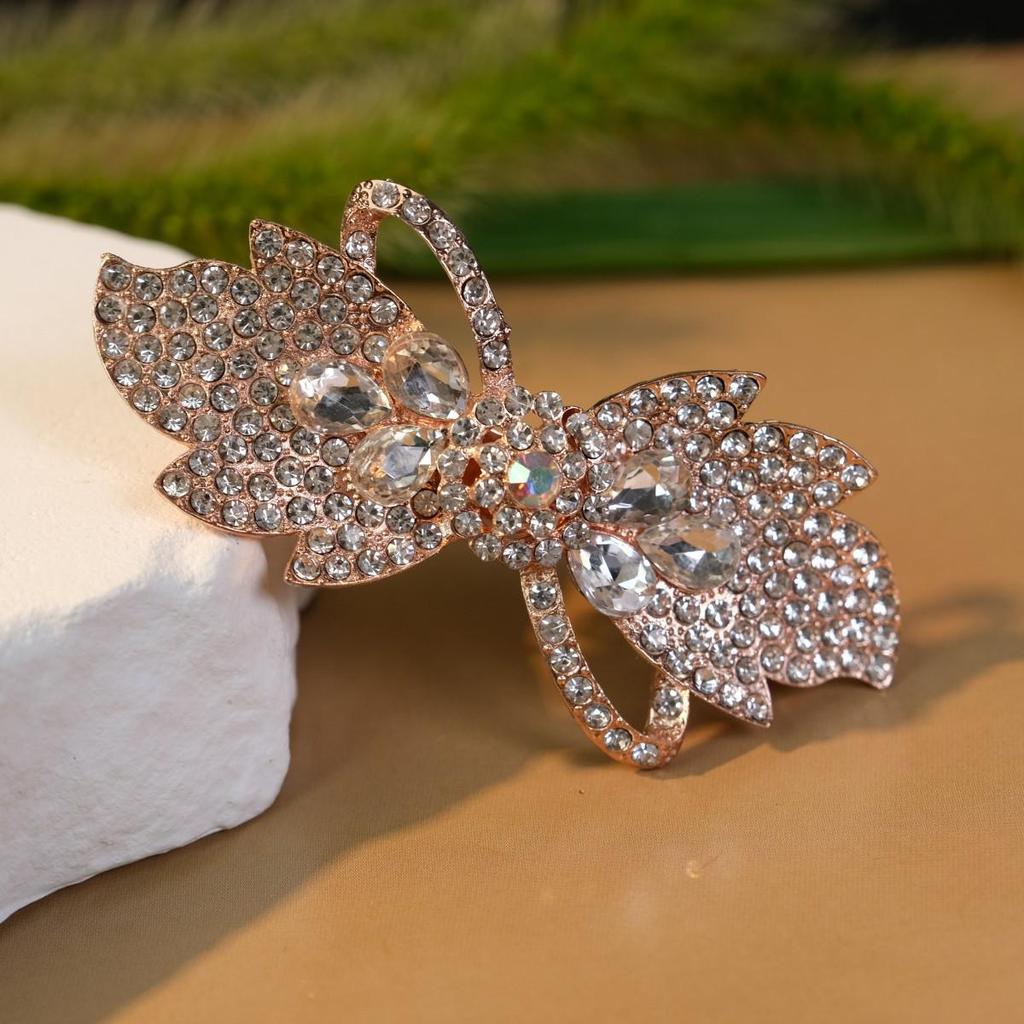 Elegant Rhinestone Alloy Hair Clip - Stylish Versatile Updo Accessory for Women
