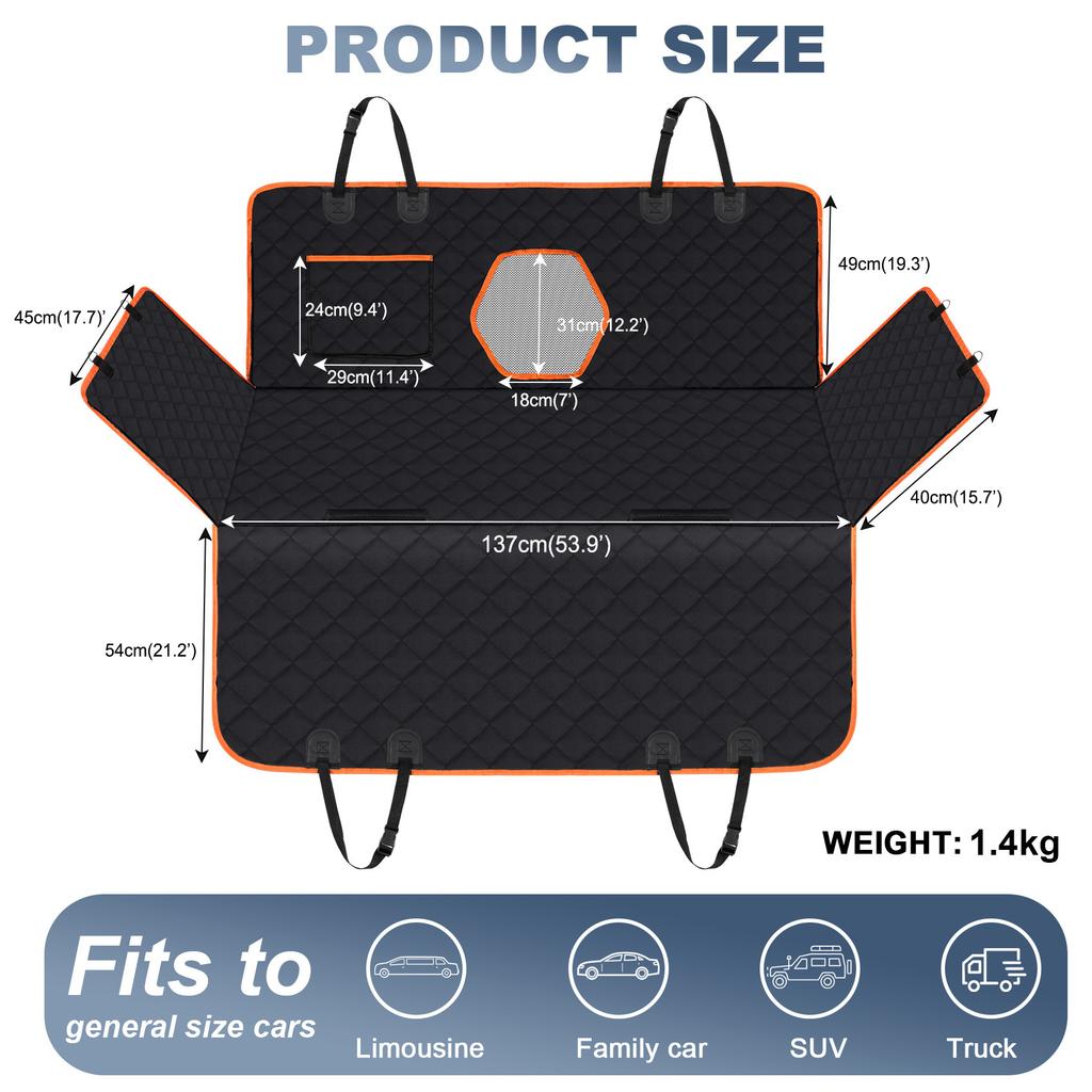 Dog Car Seat Covers For Back Seat Waterproof Pet Seat Cushion Hammock Scratch Proof Nonslip Durable Soft Seat Back Protector
