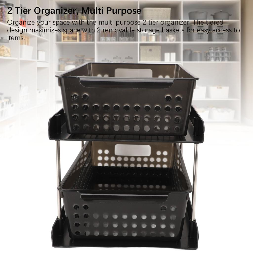2-poziomowy organizer wielofunkcyjne kosze do przechowywania organizer do przechowywania w łazience pojemnik na blat toaletki do spiżarni kuchni typ szufladowy