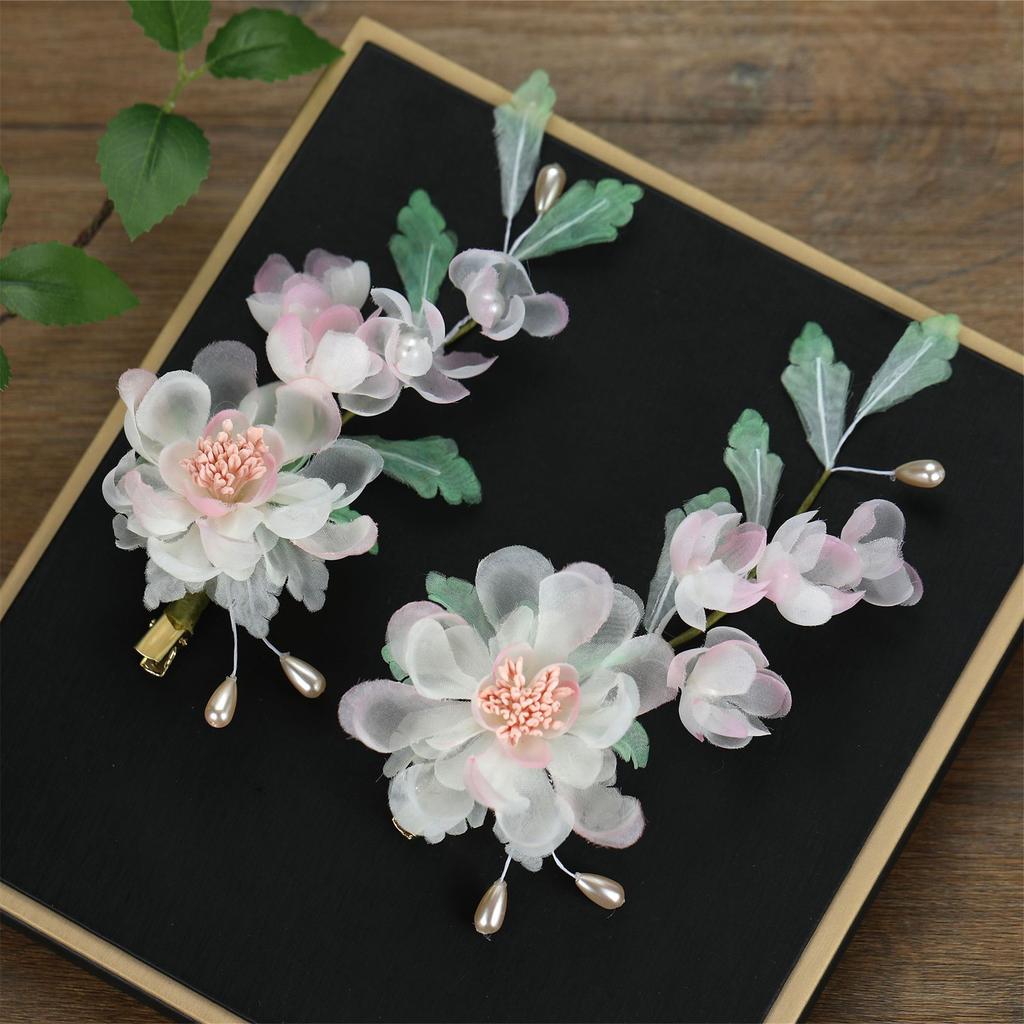 Flower Hair Clips Forks Chinese Hanfu Hair Accessories for Women Hairpin Fork Handmade Vintage Wedding Hair Jewelry Retro Crowns for Girl and Women
