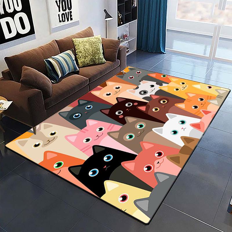 Cute Cat Carpet Yoga Living Room Children's Crawling Mat Picnic Mat Kawaii Rug Doormat Area Rug Games Area Washroom Floor Mat