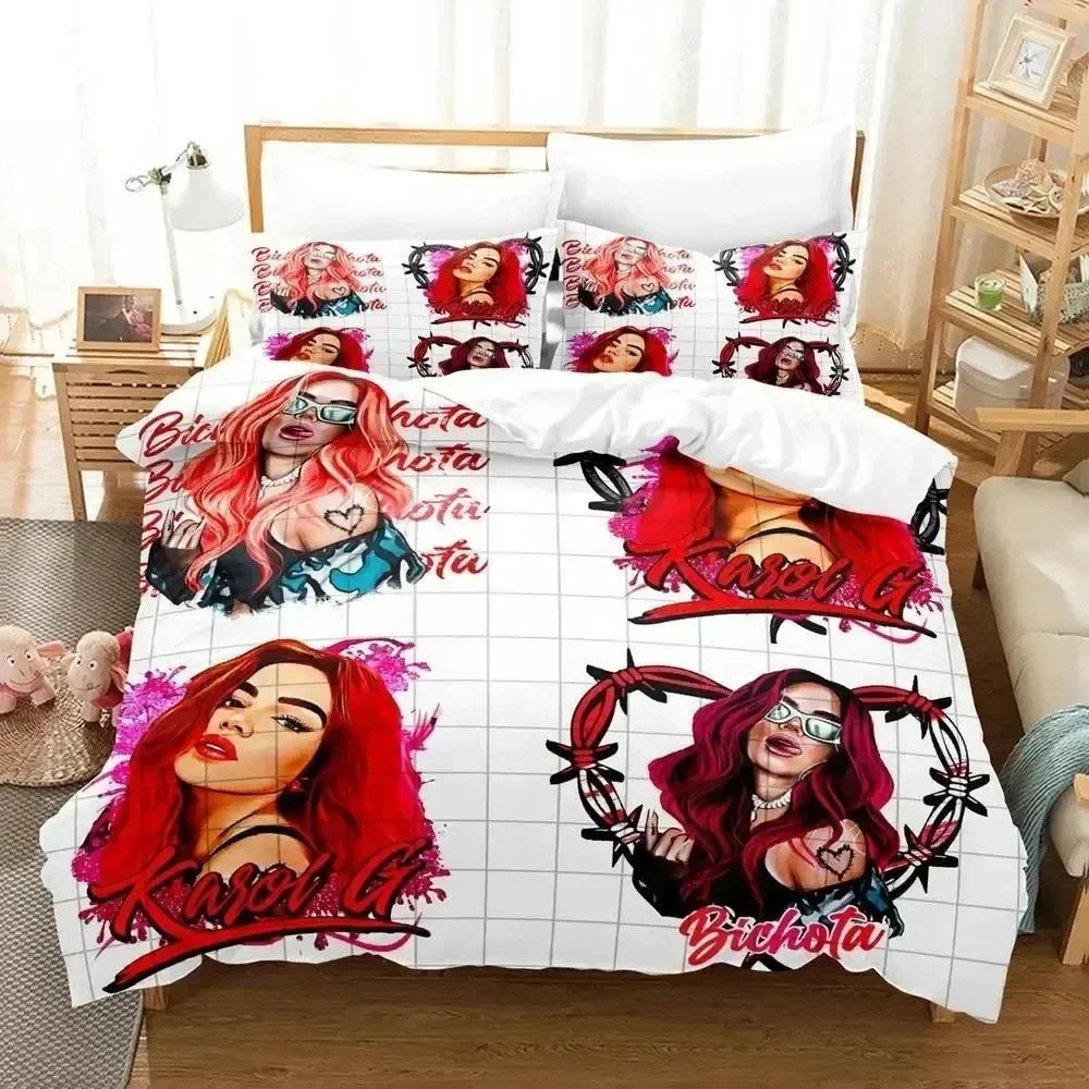 

3D Print Karol G Carolina Giraldo Navaro Beding Set Young Boys Young Girls Twin Quen Sized Dimensions Soft Duvet Cover Adult People Home Textile 100*200cm Single
