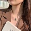 S925 sterling silver natural dangerous material jadeite necklace retro fashion light luxury egg surface hollow collarbone chain advanced design sense