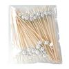 100PCS Disposable Fruit Tags, Pearl Decor Bamboo Sticks, Sharp Tip Luxury Style Skewers, for Cocktails Dessert Cakes Afternoon Tea Decorations
