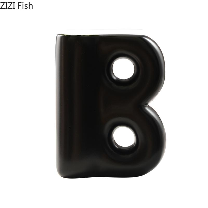 Creative Letter B Shape Resin Vase Minimalist Plant Pots Table Decoration Flower Arrangement Floral Vase Room Aesthetic Decor