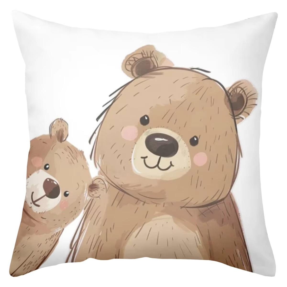 

Cute Animal Printed Cushion Covers Giraffe Bears Pattern Polyester Pillowcase for Sofa and Headboard Decor 45cmx45cm