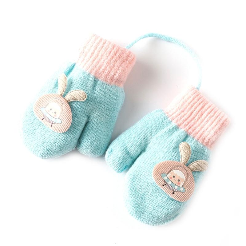 Children Gloves in Autumn and Winter Double-layer Plus Velvet Thickening Warm Cute Gloves for 0-3 Years Old Toddlers