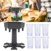 Liquid Dispenser Holder 6 Shots Liquor Dispenser Rack Wine Beer Drinking Tool Bar Accessory(Gray Transparent Cup )