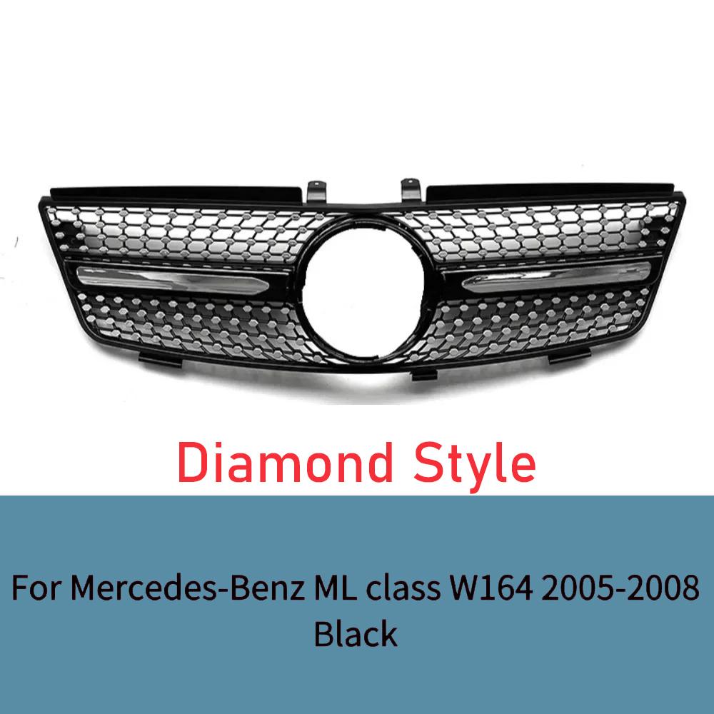 Für Mercedes Benz ML W164 2005-2008 Frontgrill ABS Diamantgitter Rennstil Grillabdeckung Modische Tuning-Zubehörteile