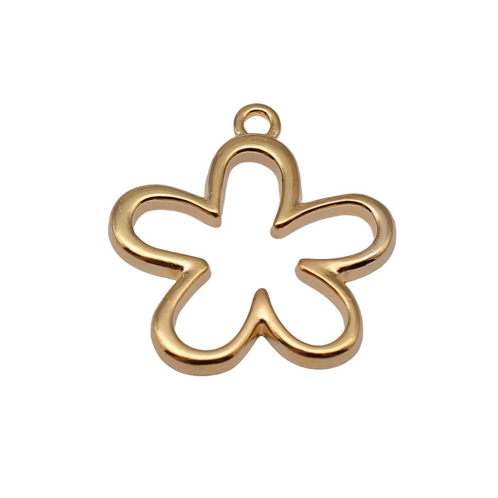 Simple Flower Charms Antique Alloy Pendants For Minimalist Floral Jewelry