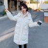 Spot New Simple Cotton-padded Clothes Women's Medium and Long Over-knee Removable Hat Cotton-padded Jacket Bread Cotton-padded Clothes