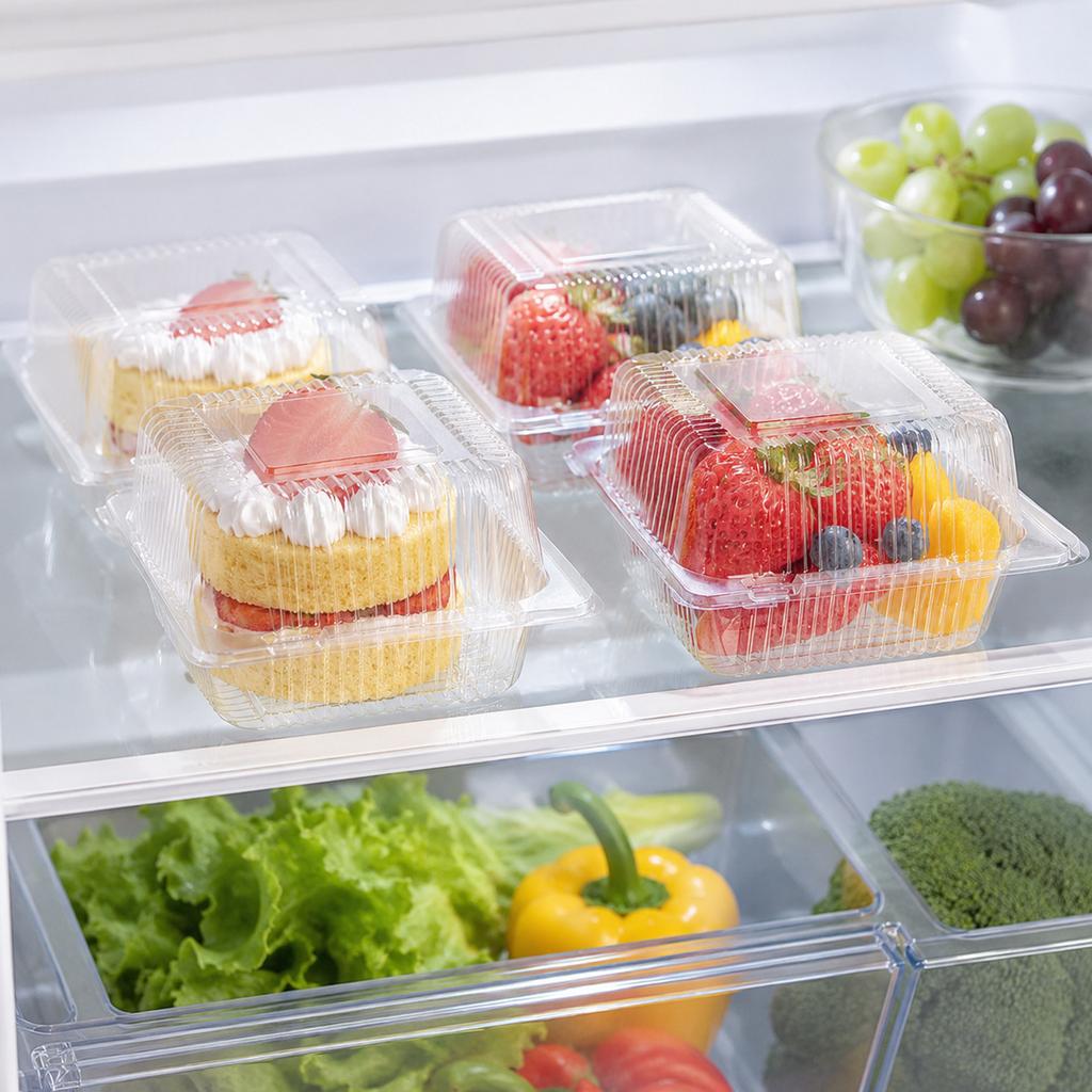 50 or 100 Pack Clear Plastic Containers with - Disposable Takeout Boxes for Strawberry