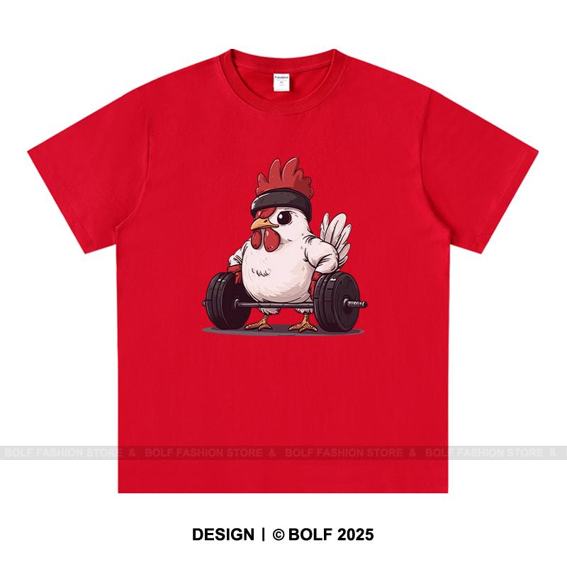 Fitness Kuře Potisk Pánské Tričko 100% Bavlna Nadměrná Grafická Trička pro Muže Ženy Street Wear Topy Trička