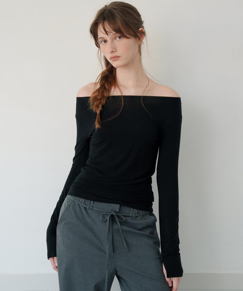 LETTERA Boat Neck Slim T-Shirts