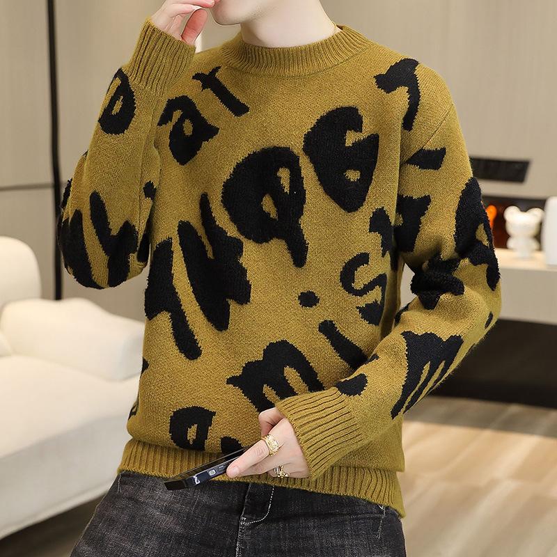 

Горячая распродажа, новый повседневный свитер с круглым вырезом, вязаный топ с длинными рукавами, свитер большого размера 5XL хаки