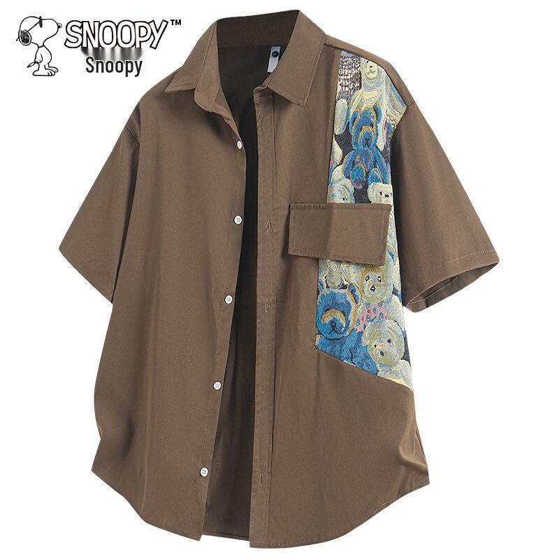 SNOOPY Men s Loose Fit Casual Short Sleeve Shirt 3XL