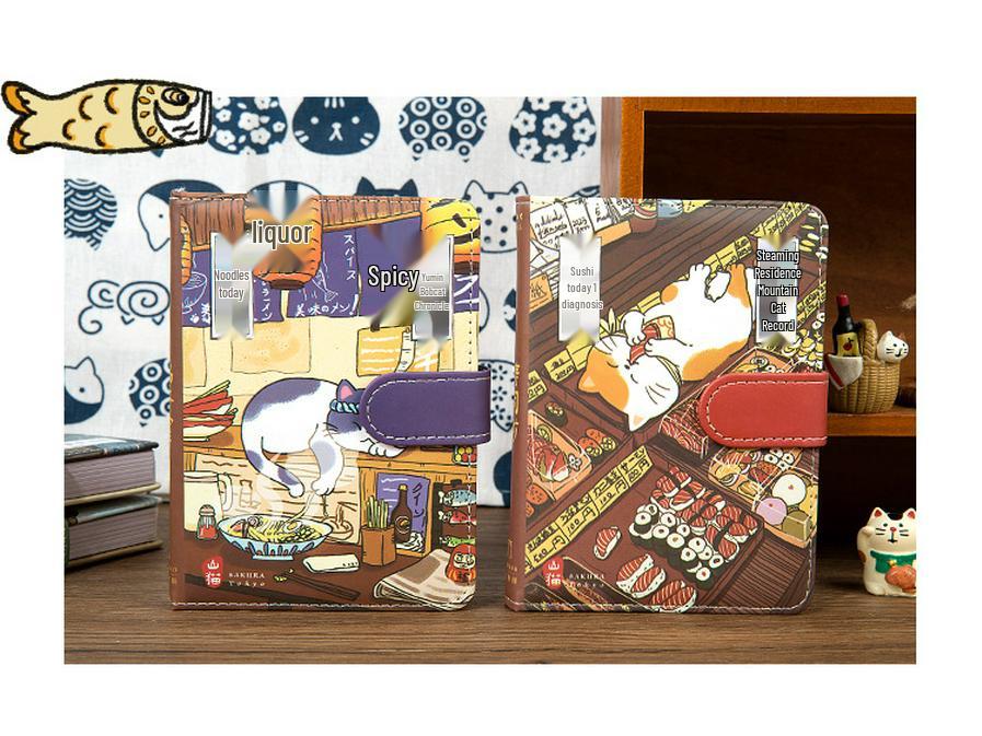 Muran PU Magnetverschluss Notizbuch: Yuju Bobcat Japanisches Premium Katzen Design