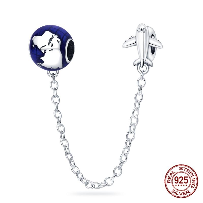 Chaîne de sécurité Argent Sterling 925 Nouveau 100% Argent Sterling 925 Floral Chaîne de sécurité avec fermeture éclair pour femmes originales