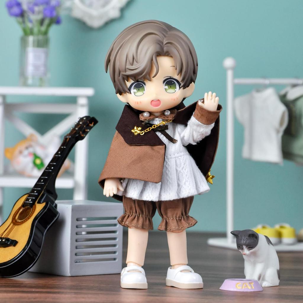 YMY BJD Doll OB11 Outfit Three-Piece Cape GSC P9 Vintage Preppy Suit 112 Scale Action Figure Clothing Christmas New Year Gift
