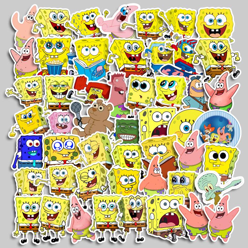 50 Cartoon SpongeBob Graffiti Stickers for Motorcycle  Suitcase - Waterproof