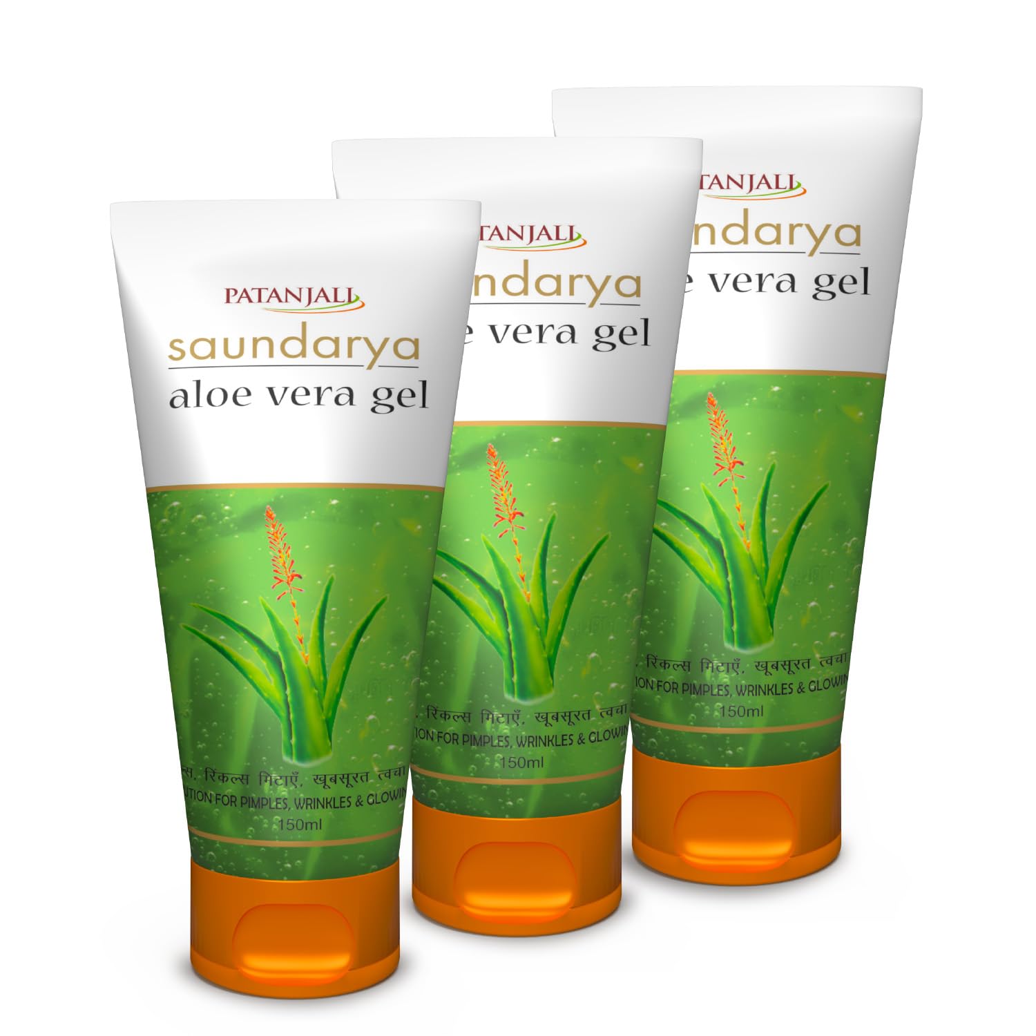Patanjali Saundarya Aloe Vera Gel 150 ml X Pack Of 3 Deep Hydration Soothing Face Body Moisturizer For All Skin Types