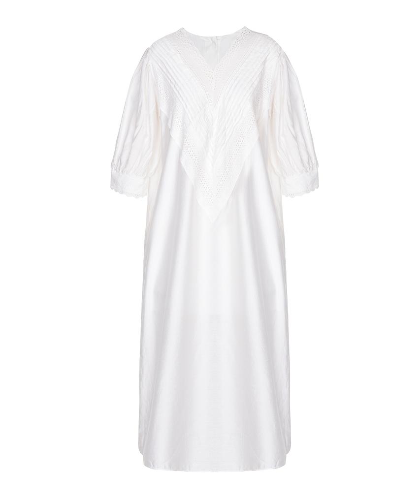 ADAUL V-Neck Lace Dress - White
