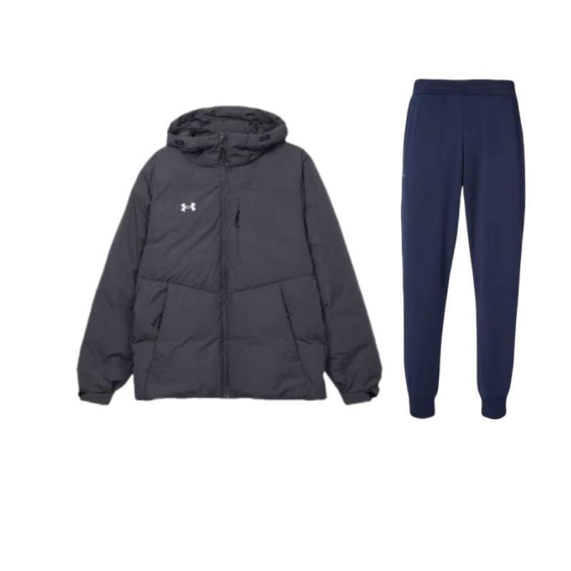 Under Armour Versatile Hooded Drop Shoulder Long Sleeve Jogger Set Unisex Activewear 23600704-409+-23600801-013