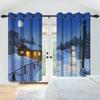 Winter Snow Scenery Blackout Curtains Snowman Pine Forest Pattern Bedroom Living Room Darkening Noise-reducing Window Curtain