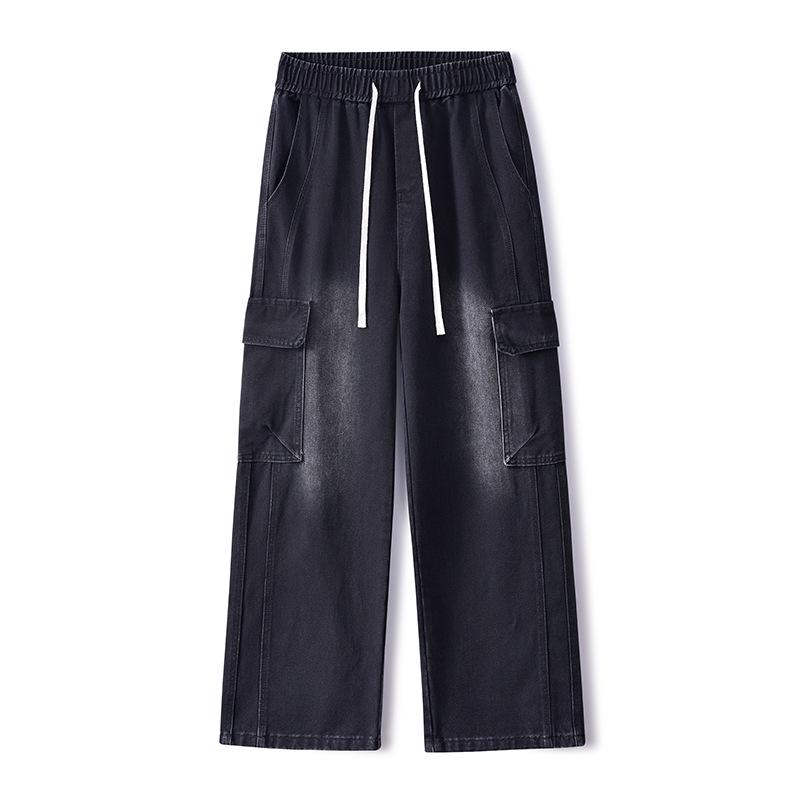 

Jeans Men s Working Pants American Three-dimensional Multi-Pocket Washed Retro Wide-Legging Pants 3XL