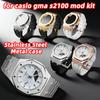Mod Kit GMA-S2100 Pro hodinky Casio GMA-S2100 Nerezová ocel Kovové pouzdro Luneta Gumový řemínek s příslušenstvím pro úpravu GMA-S2100