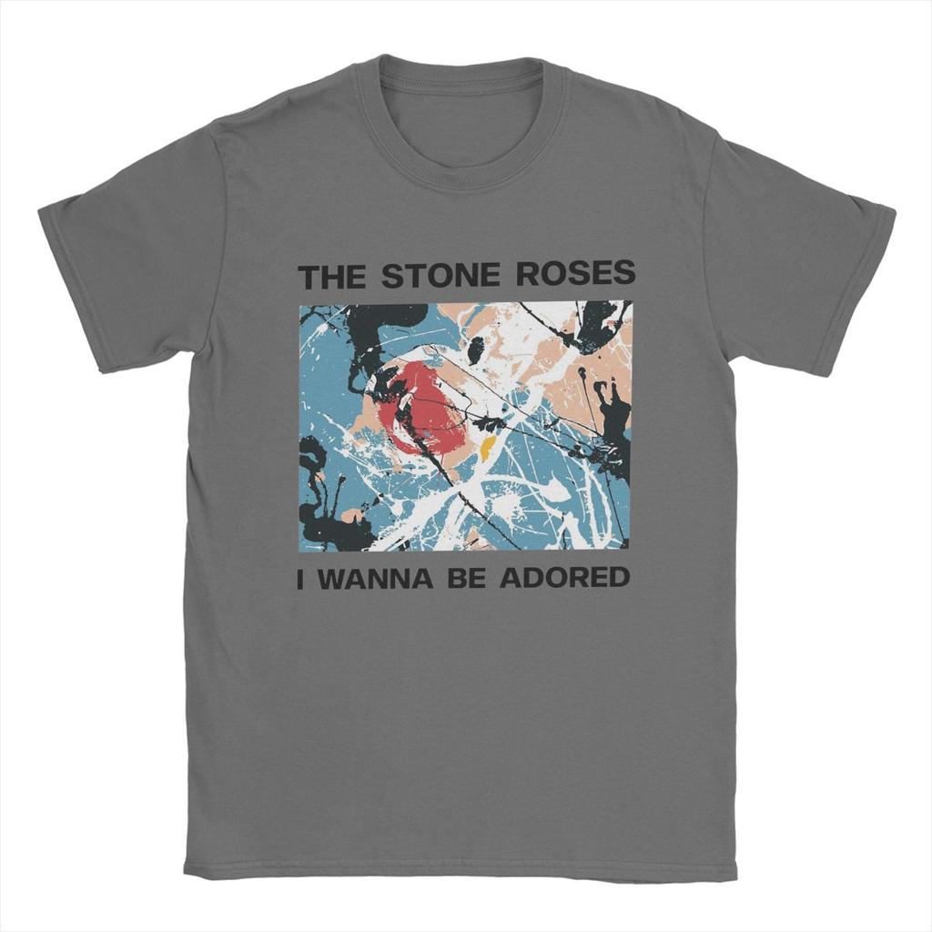 Men T-Shirt Stone Roses I Wanna Be Adored Funny Pure Cotton Tees Short Sleeve T Shirts Crewneck Tops Plus Size