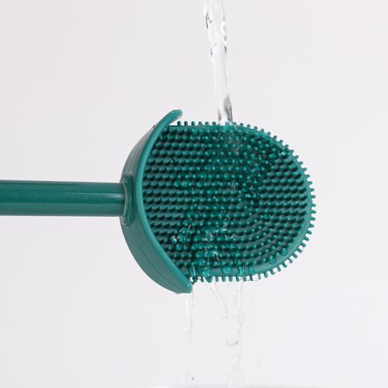 Silicone Toilet Brush Set with L-Shaped Head Wall Mounted Holder Long Non-Slip Handle No Dead Corner Design Bathroom Cleaner