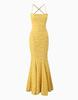 Elegant European & American Slim Lace-up Fishtail Jacquard Dress
