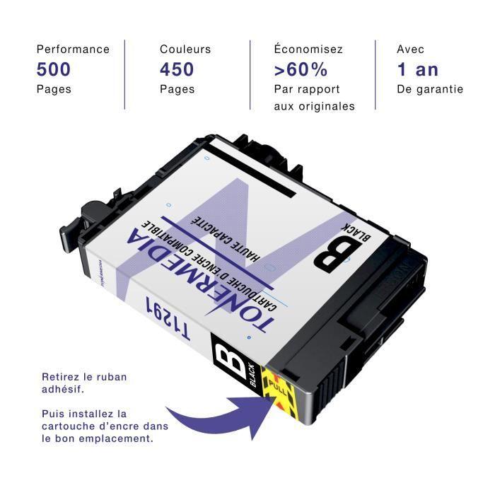 Cartouches d'encre - TONERMEDIA - T1295 - Pack de 10 - Compatible Epson - Multi-couleurs
