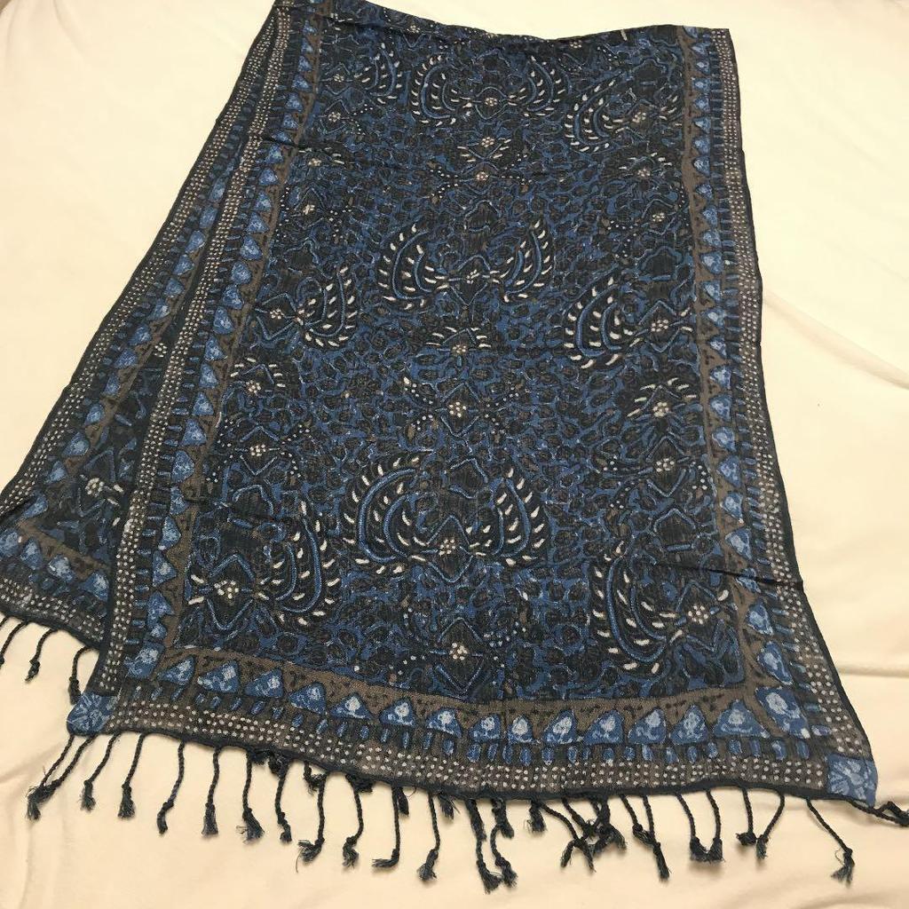 Used Stall, indigo-dyed, Sogayuzen mixed, hand-painted batik, wax-resist dyed stall