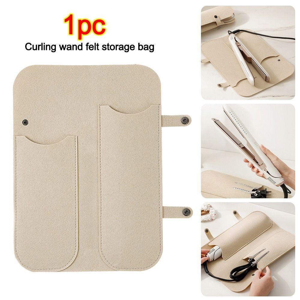 Felt Curling Iron Storage Bag Portable Heat Resistant Hair Curling Wand Cover Straightener Felt Bags Curling Iron Straightener