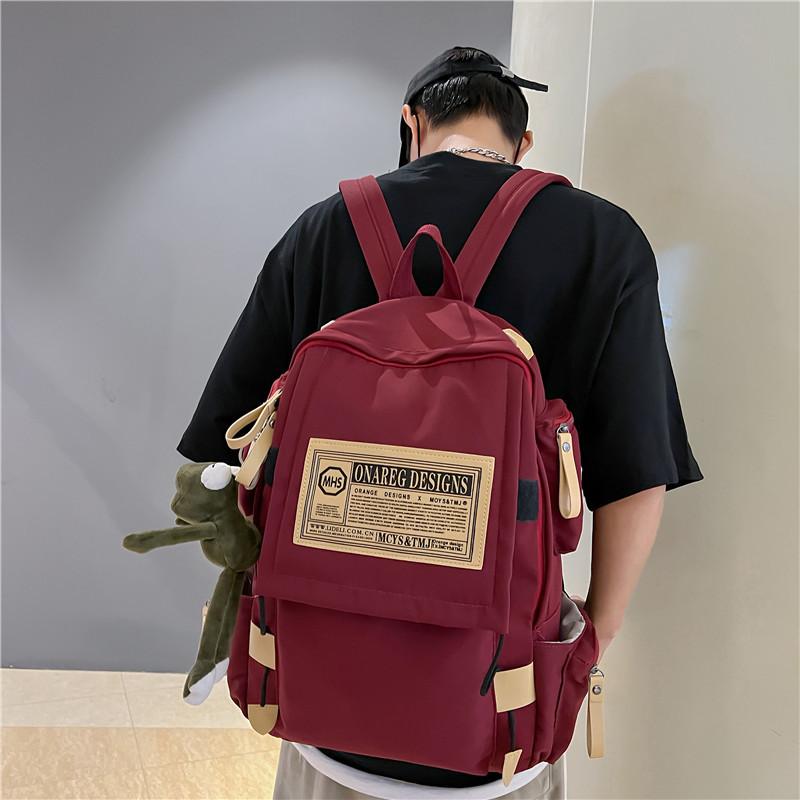 Large Capacity Schoolbag Male Korean Version Harajuku College Student Junior High School Backpack Trendy Cool Hong Kong Style Backpack