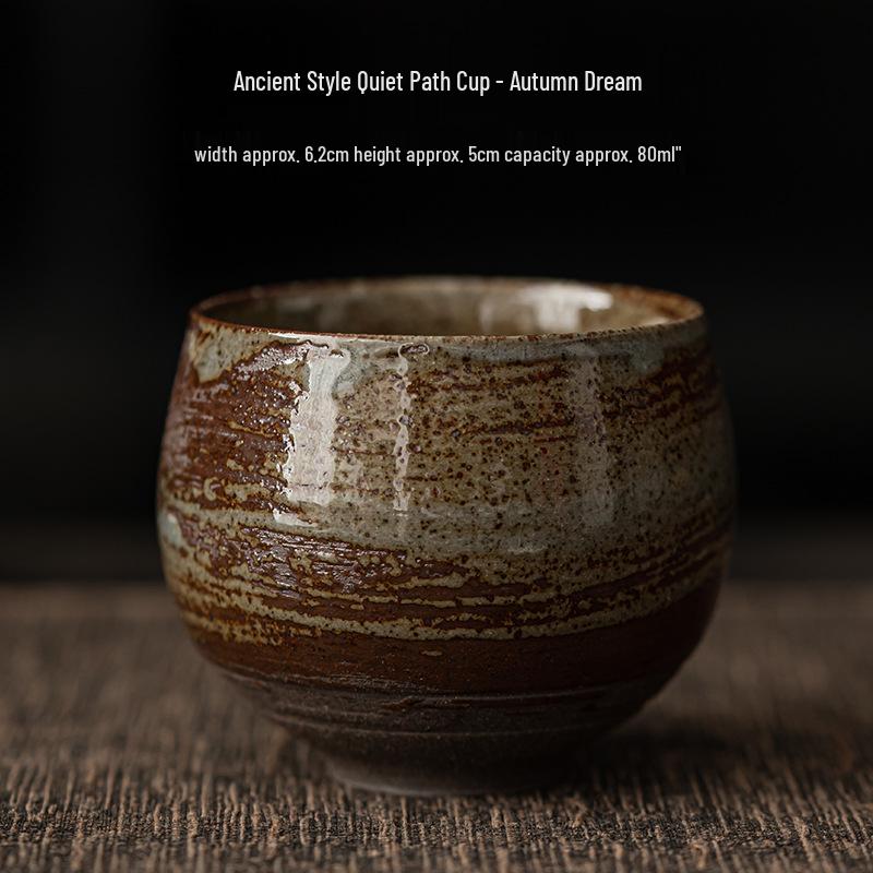Handcrafted Japanese Coarse Pottery Tea Cup - Ancient Style Kung Fu Tasting Cup
