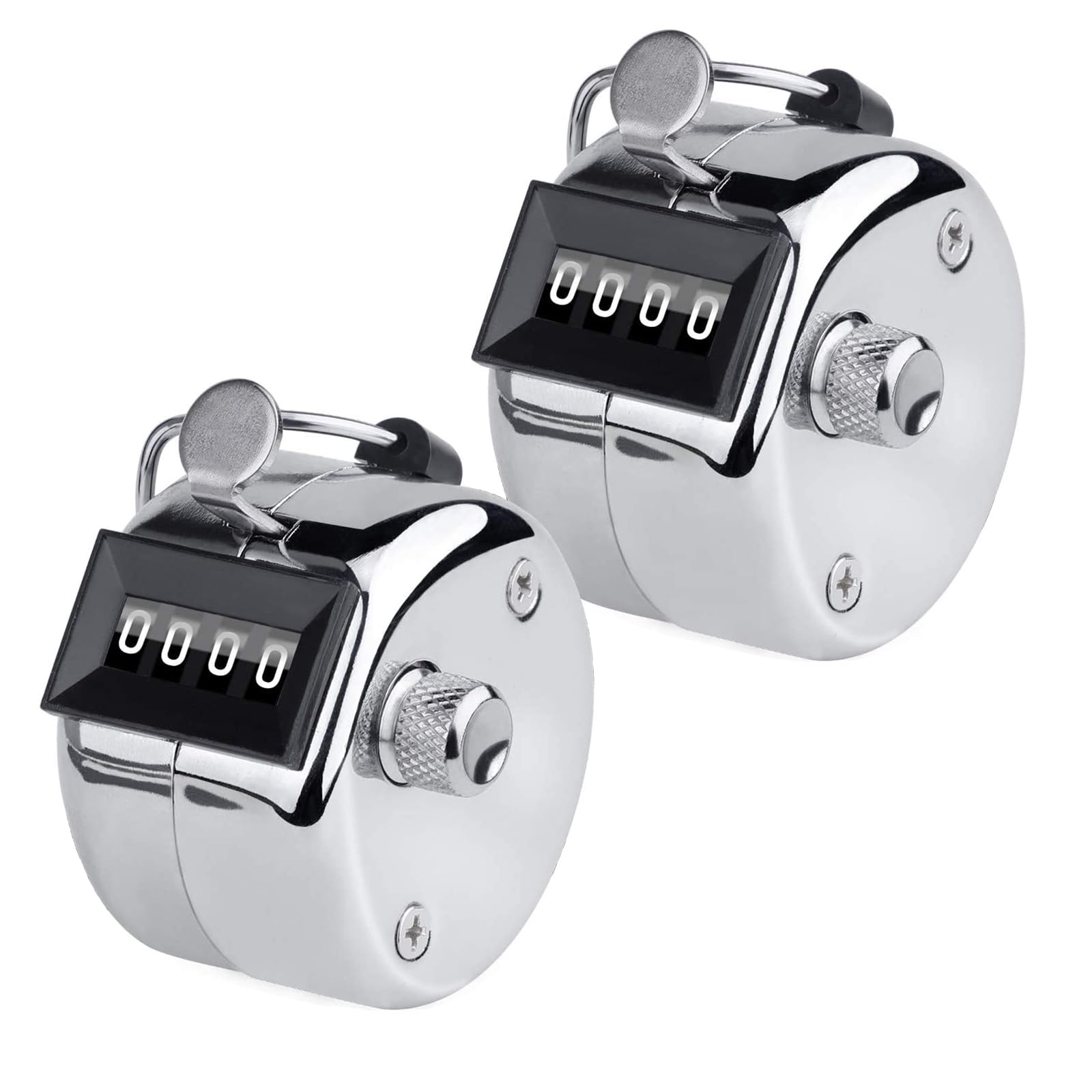YMJOGGUE Handheld Counter with Tally (4-Digit), Metal, Ring, Mechanical, 4-Digit Counter, 2-Pack