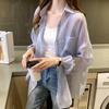 Polo Collar Thin Chiffon Shirt Single Breasted Cardigan Women's Loose Sun Protection Clothing Solid Color Simple Casual Summer