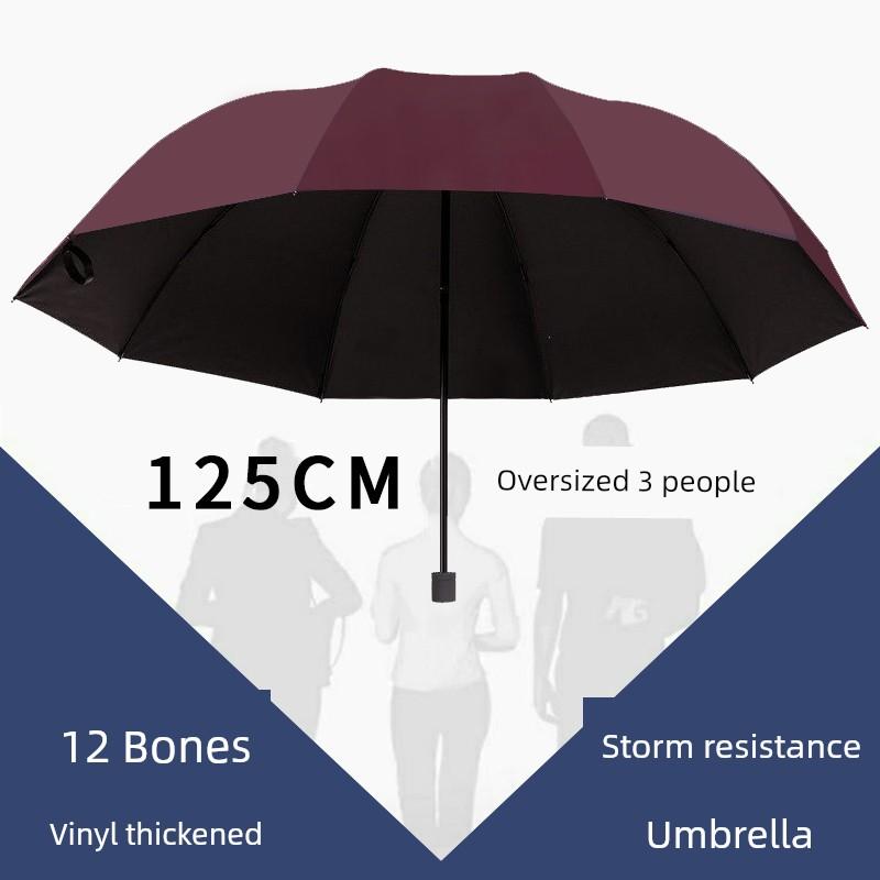 Large Umbrella for Men, Reinforced and Thickened, Sturdy and Wind-Resistant, Dual-Use for Sun and Rain, Foldable Black-Coated Sun Protection Umbrella