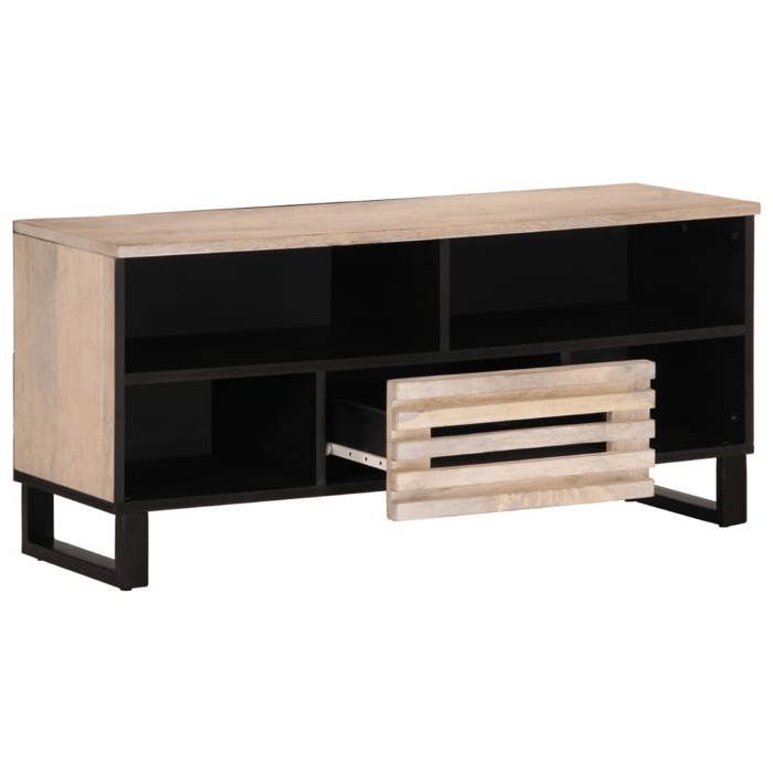VidaXL TV Stand 100x34x46 Cm Solid Mango Wood, TV Bench, Hi-fi Cabinet, TV Console, TV Sideboard, Multimedia Cabinet, 377517